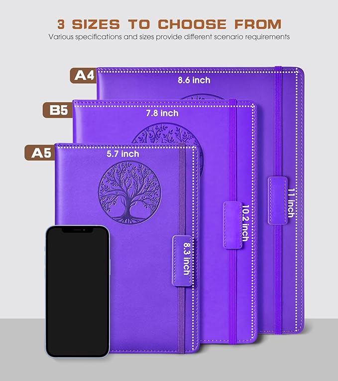 Lined Journal Notebook for Women Men,256 Pages B5 Large Hardcover Leather Journals for Writing,Travel,Business,Work,School,College Ruled Notebooks for Note Taking,Diary Notepad 7.8"×10.2"