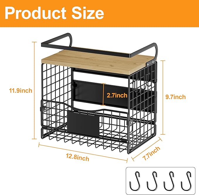 Magnetic Shelf for Fridge,Kitchen Storage Basket for Onion,Potato,Snack,Spice,Fruit and Vegetable Storage,Kitchen Countertop,Pantry Hanging Basket Organizer