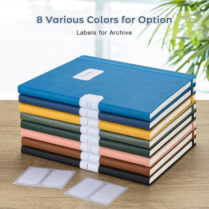 Lined Journal Notebook, 8.5" x 11" Hardcover Leather Notebook for Work, Wide Ruled Notebook Journal for Women Men, 192 Thick Paper, Lay Flat, 2 Pockets, A4 Large Journals for Writing, Blue Notebook