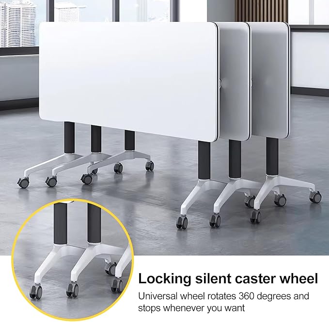 Conference Room Table with Flip-Top Design for Dynamic Meetings, Business Table Computer Desk with Heavy-Duty Frame,Foldable Seminar Meeting Tables for Home Office (6, E, 55.1IN)