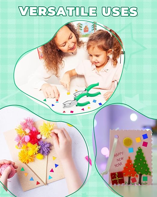 UCEC 2Pcs 1/6" Square and 1/4" Triangle Shape Handheld Metal Hole Punch Set, Small Triangle and Square Hole Puncher with Grip Back to School Supplies for Handmade DIY Craft in Home Office Classroom