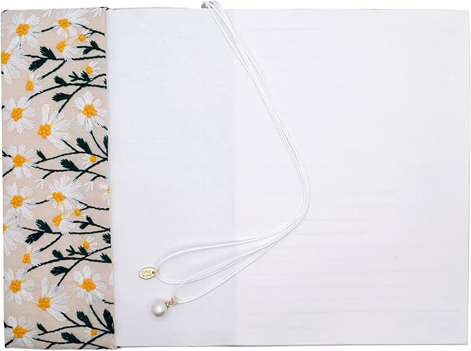 BLBMH Embroidery Book Covers for Paperbacks Fit for 5.5x8.5 inch Adjustable Book Sleeve Cover for Women Over 15 Soft Cloth Protector for Privacy Notebook Novels - Daisy 3