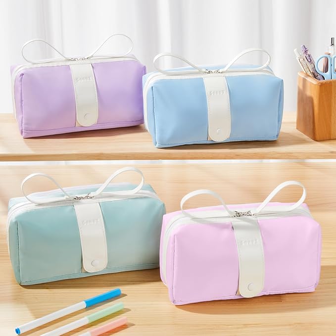 Sooez Big Capacity Pencil Case, Extra Large Pencil Pouch with Zipper Pocket, Wide Opening Pencil Bag, Portable Stationery Organizer, Cute Aesthetic School Office Supplies for Teens Girls Adults, Black