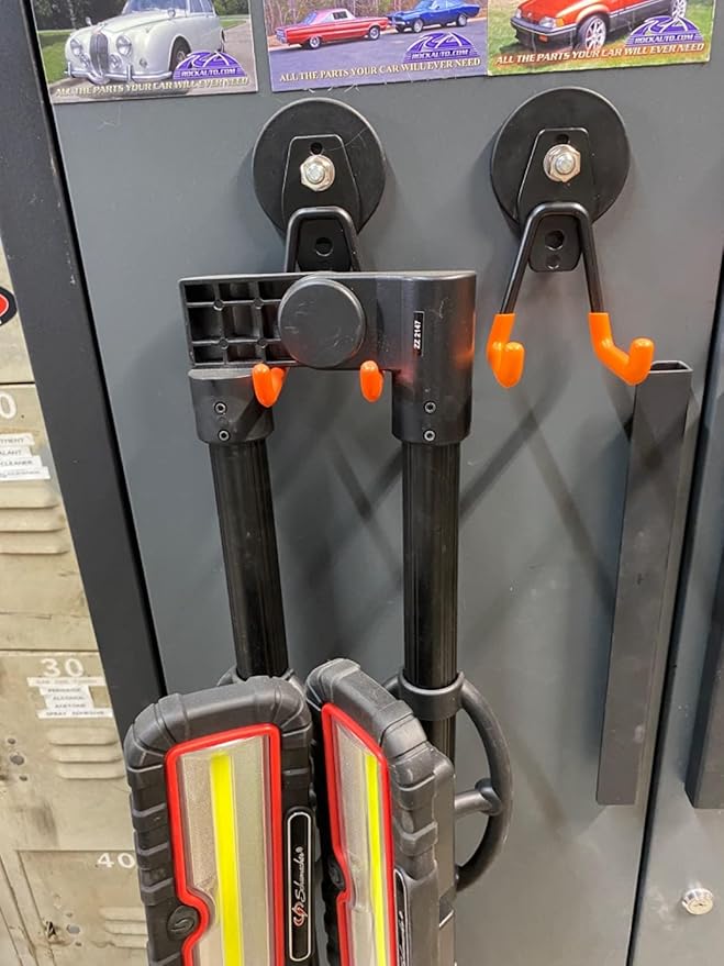 MUTUACTOR Magnetic Hooks,2PCS Large Magnetic Hooks Heavy Duty,Anti-Slip Double Magnet Hooks Garage Storage Utility Hooks for Metal Cabinet Pegboard Garage Basement Organizer