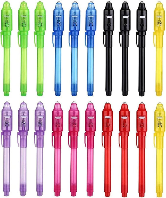20PCS Invisible Ink Pens with UV Light Party Bag Fillers for Boys and Girls, Magic Pen Disappearing Ink for Kids, UV Light Spy Pen for Writing Secret Message