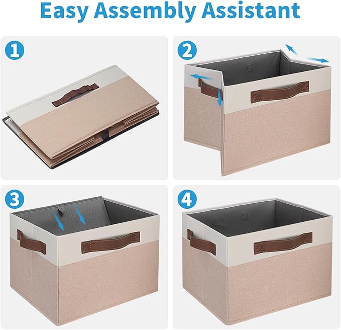 GhvyenntteS Large Fabric Storage Bins 6 Pack, 15x11x9.6 Inch Storage Baskets for Shelves, Foldable Closet Storage Bins for Shelves, Closet Organizers and Storage Boxes, Beige Yellow&White