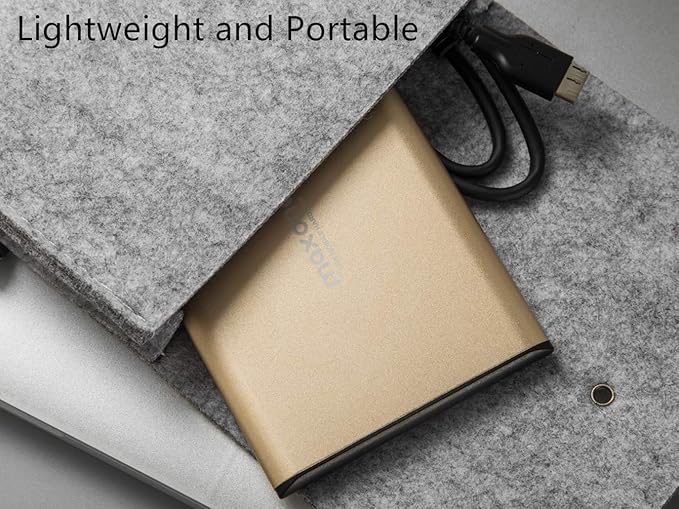 Maxone 320GB Ultra Slim Portable External Hard Drive HDD USB 3.0 Compatible with PC, Laptop, Gold