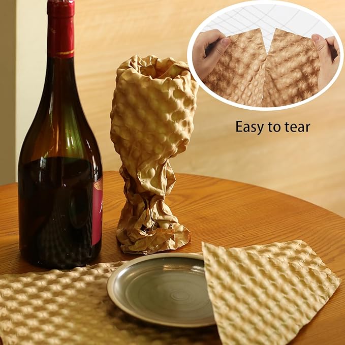 Bubble Paper Wrap 245ft*12in Packing Paper Sheets Durable Kraft Packing Paper for Moving Shipping and Storing Delicate Items Eco Friendly Packing Paper Alternative Paper Filler for Moving Boxes(Brown)