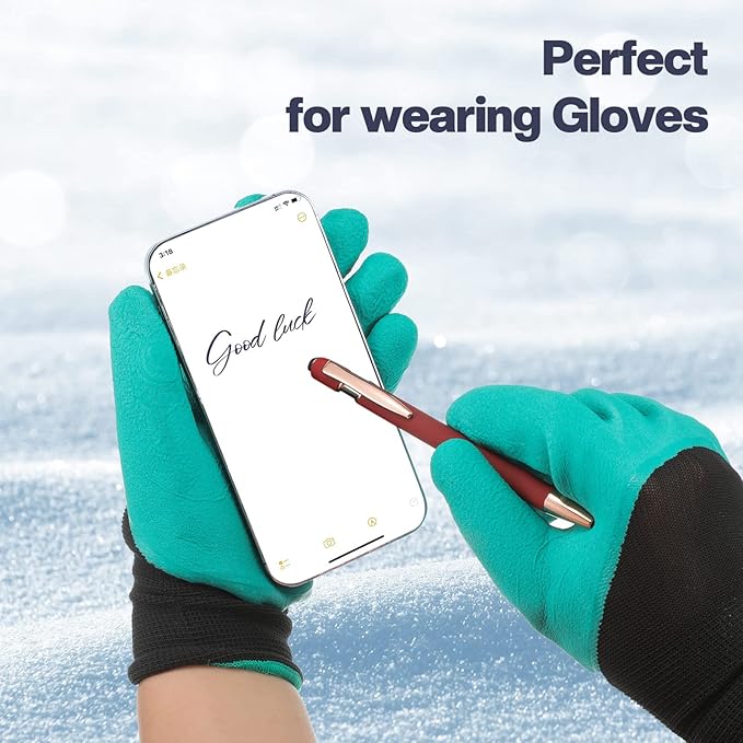 8 Pieces Ballpoint Pen with Stylus Tip Black Ink 2 in 1 Stylus Metal 1.0 mm Medium Point Smooth Pen Rainbow Colorful Rubberized Ballpoint for Touch Screen Tablet(Red, Green, Navy, Black)