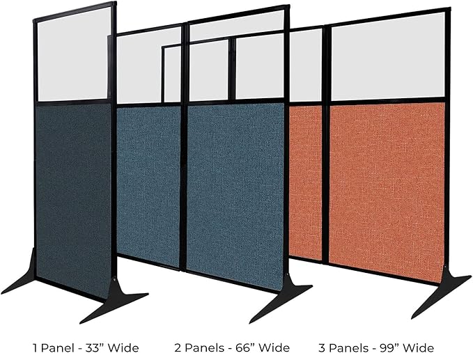 Versare Workstation Partition | Portable Wall Divider | Modern Office Cubicle | Free Standing Privacy Screen | Flexible Work Space | 66" x 70" Ocean Fabric Panels