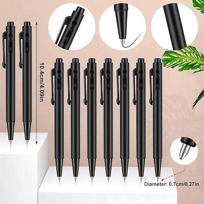 Eaasty 100 Pcs 4'' Mini Pen Bulk 0.7 mm Small Retractable Ballpoint Tiny Black Ink Pen Gel Pens with Clip Smooth Writing Pens for Pocket Journal Writing Office