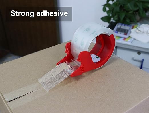 BOMEI PACK 18 Rolls Clear Packing Tape with Dispenser, Heavy Duty Refill Rolls Box Tape for Shipping Moving and Packaging, 2.4Mil 1.88 Inch x 60 Yard