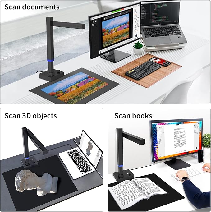CZUR Shine Ultra Pro 24MP Document Scanner, USB Book Scanner, Portable Document Camera, A3 Large Format Book Scanner, Adjustable Height, Max DPI 440, for Windows & Mac