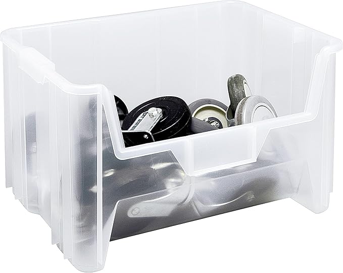 Hudson Exchange 20" x 15" x 12.5" (3 Pack) Plastic Giant Stackable Hopper Bin Container, Clear