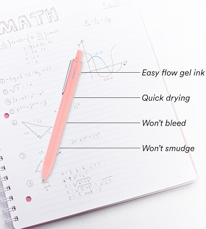 Poppin Stylish Retractable Gel Pens - Fine Point, 0.7mm Tip, Smooth Writing Ink, Metal Clip, Assorted Desert with Black Ink, 12 Pack