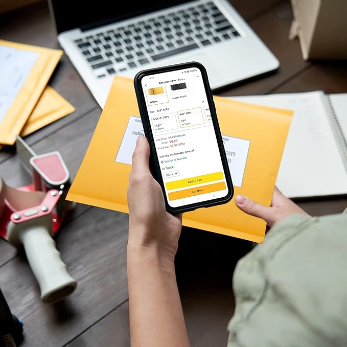 Fuxury Kraft Bubble Mailer 6x10 Inch 50 Pack,Strong Adhesion Padded Envelopes,Self Seal Bubble Envelopes, Waterproof Cushioned Bubble Mailers Packaging for Small Business,Bulk #0 Mailers Yellow