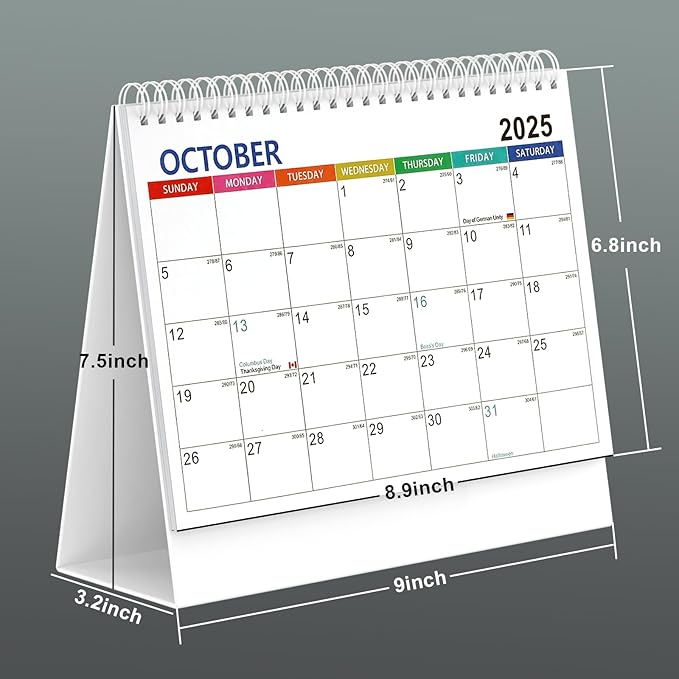 2025 Desk Calendar, from Jul 2025-Jun 2026, 12 Months Desktop Calendar, Holiday Reminders, Daily Square and Lines, Easy to Organizing and Planning for Home and Office