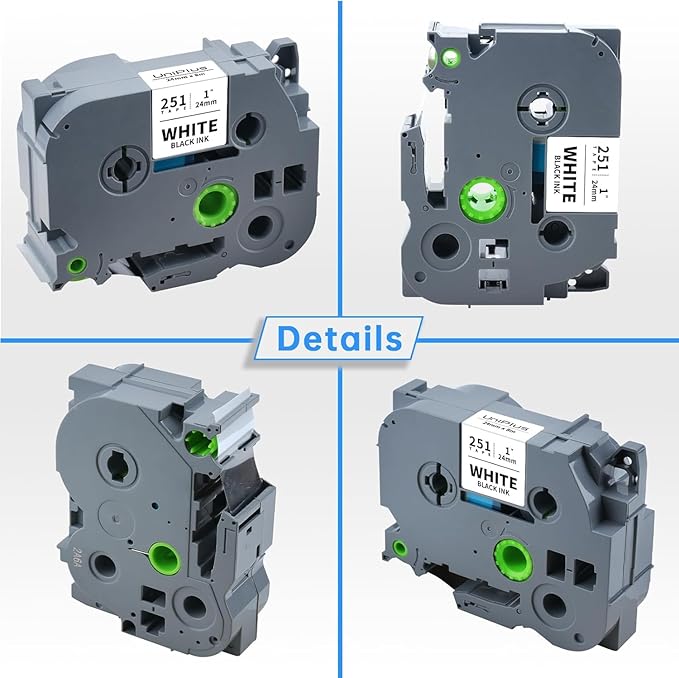6-Pack Compatible for Brother Tze-251 Tze-151 Tze-451 Tze-551 Tze-651 Tze-751 24mm 0.94" TZ Laminated Label Tape PTouch 1 inch Tape Work for PTP700 PTD600 PTD610BT PTP710BT PTP750W PTP910BT