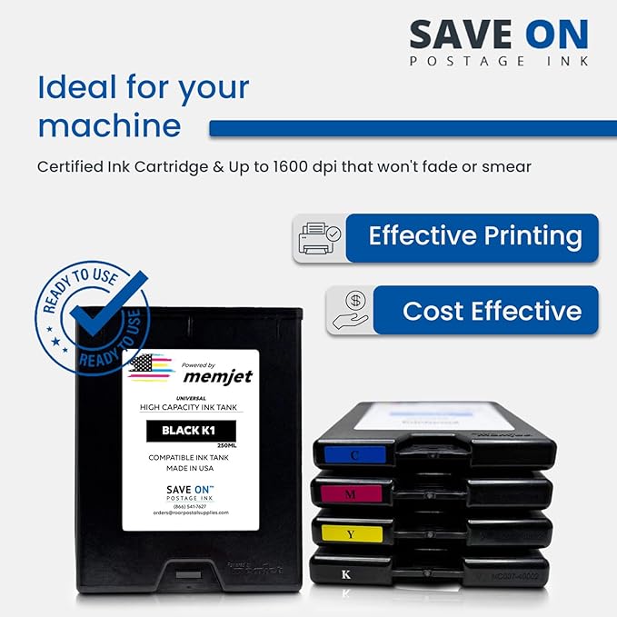 Save On Postage Ink, (2-Pack Memjet Ink Cartridge Compatible Astro 123-2413 | Memjet Ink Compatible HI-Cap Cyan Ink Tank for AstroJet M1 M2 S1 and M1DX | 2 Pack