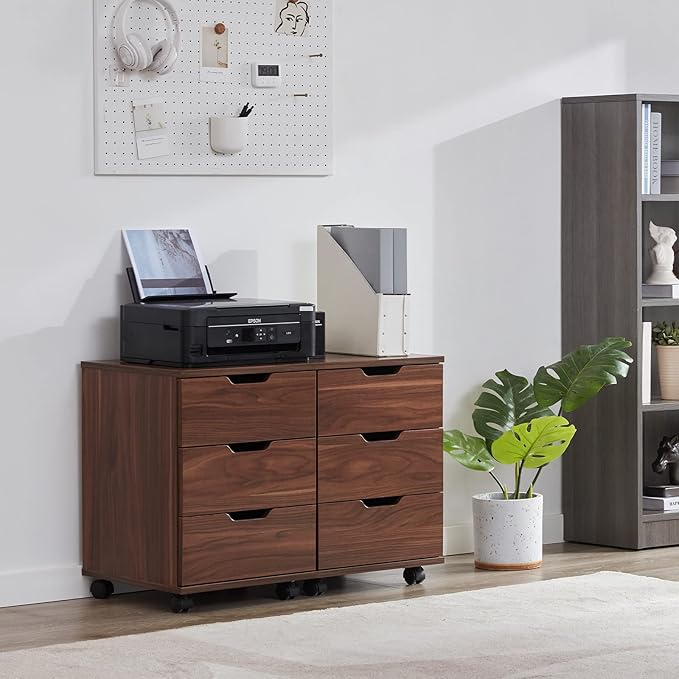 Farini Mobile File Cabinet for Home Office, 3 Drawer Chest Wood, Drawers Unit for Under Desk, Storage Drawers Cabinet Brown