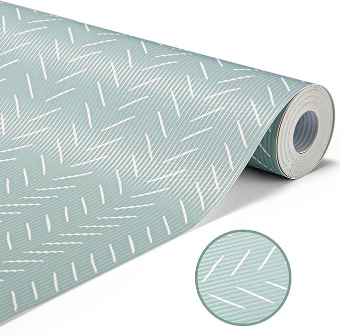 Glotoch 2 Rolls Premium Non Slip Shelf Liner, Non Adhesive Drawer Liner, Waterproof Shelf Liners for Kitchen Cabinets, Drawer, Fridge, Wire Shelving, Pantry-12” X 20 FT, Heavy Duty, Green Herringbone