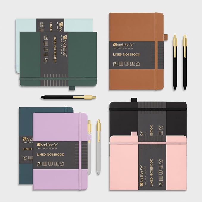 A5 Lined Leather Journal and Pen Set (3 packs), Hardcover Notebook with Pen, 160 Pages 100gsm Thick Ruled Paper for Men Women, for Work, Business, School or Home Writing, 5.7'' x 8'' (Pink)