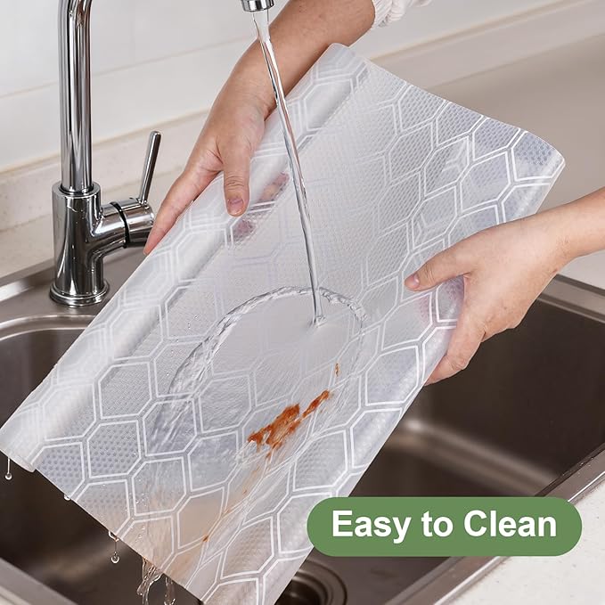 Shelf Liner, Refragerator Drawer Liners for Kitchen Cabinets, Waterproof Bathroom Sink Mat No Slip Cupboard Liners Non Adhesive Fridge Liner Roll - Clear 17.5"×78.7"