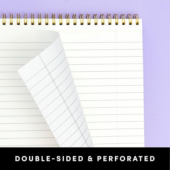 PAPERAGE Top Bound Spiral Notebook, 3 Pack, Lined Notepad, (Lavender/Blush/Light Grey), 70 Sheets (140 Pages) Per Notebook, Wide/Legal Ruled, 8.5 inches x 11 inches