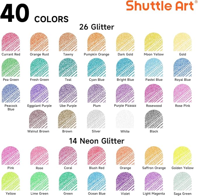 Shuttle Art 80 Pack Glitter Gel Pens, 40 Colors Glitter Gel Pens Set with 40 Refills for Adults Coloring Books Drawing Crafts Scrapbooking Journaling