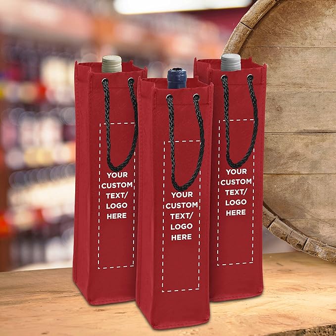 DISCOUNT PROMOS Non-Woven Vineyard Two Bottle Wine Bags