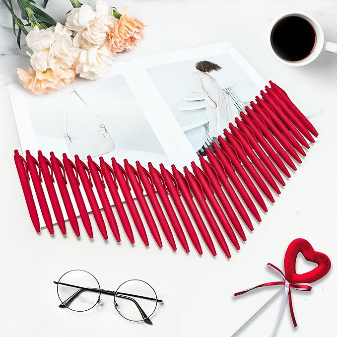 Aozora Pens Bulk 120 Pack Red Click Pens No Bleed Wholesale Retractable Ballpoint Pens Medium Point,Smooth Ink Pens for Journaling School Office Supplies 1.0MM Red Ink