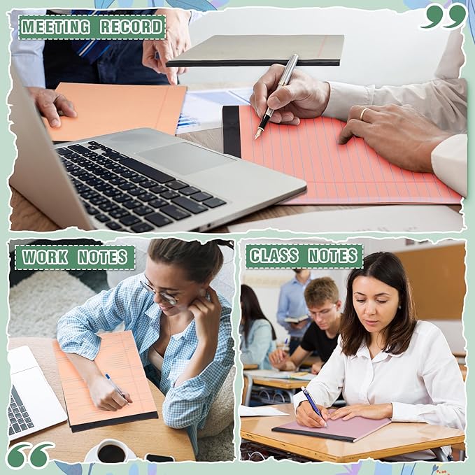 Fuutreo 8 Pcs 8.5'' x 11'' Colored Legal Pad Writing Pads Narrow Ruled 50 Sheets Per Notepad Perforated Writing Notepad Office Supplies for College Office Business (Vintage Color)