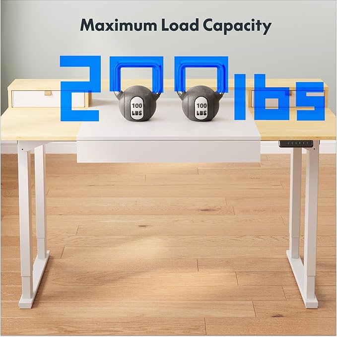 SANODESK Electric Standing Desk with Drawer, 71 x 32 inch Height Adjustable Computer Desk, Home Office Stand Up Desk with 4 Preset Heights, White