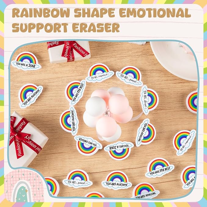 100 Pcs Inspirational Erasers Bulk Mini Pencil Erasers Gifts for Teacher Motivational Office Party Favors Supplies