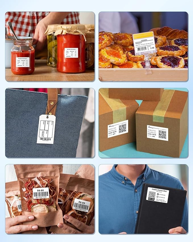 M100 Thermal Labels 1.18"X0.78" (30X20MM), Compatible with Label Maker Machine M100/ M110/ M150/ M220/ M250/ M108/ M221, Multi-Purpose Adhesive Thermal Labels, Black on White, 320 Labels/Roll