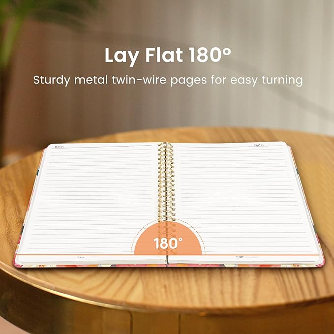 Lined Spiral Journal Notebook for Women, Cute A5 College Ruled Hardcover Notebook for Work & Note Taking, Aesthetic Pretty Journal for Writing, 140 Pages, Pastel Garden