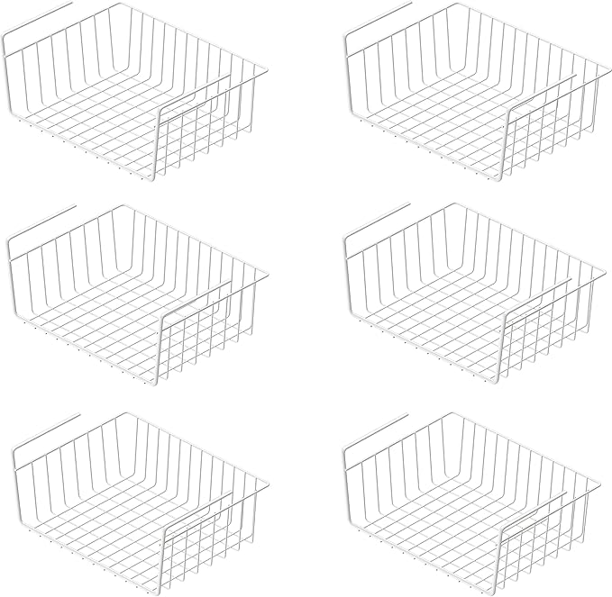 Simple Houseware 6PK Under Shelf Basket, White