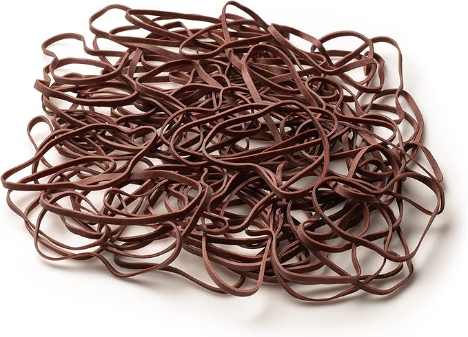 PlasticMill Brown Rubber Bands Size 33 (3 1/2" x 1/8") - #33 Colored Rubber Bands Office Supplies - Strong, Elastic Bands for Crafts, Balloon Garland, Cash, File Folders (100-Pack)