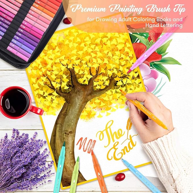 Soucolor Art Supplies for Adults Kids, 72 Colors Dual Tip Brush Fine Tip Markers, Art Kit Drawing Set with Art Case Coloring Set, Art Set for Kids, Kids Art Supplies for School, Gifts for Girls & Boys