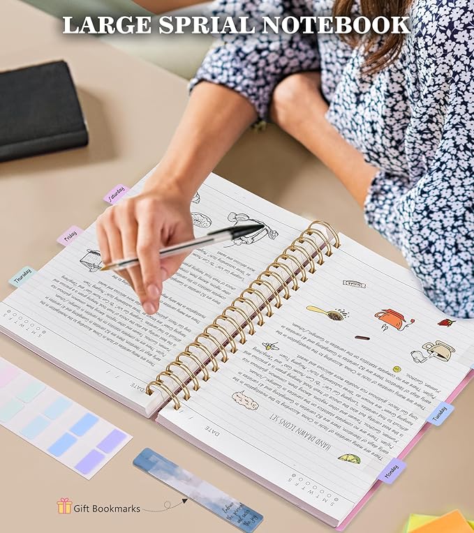 Pink Spiral Notebook Journal,360 Pages College Ruled Notebook, Lined Thick Journals for Women Men,A5 Thick Spiral Journal for Writing,100GSM Paper, Spiral Notebooks for Work School 5.5"x8.5"