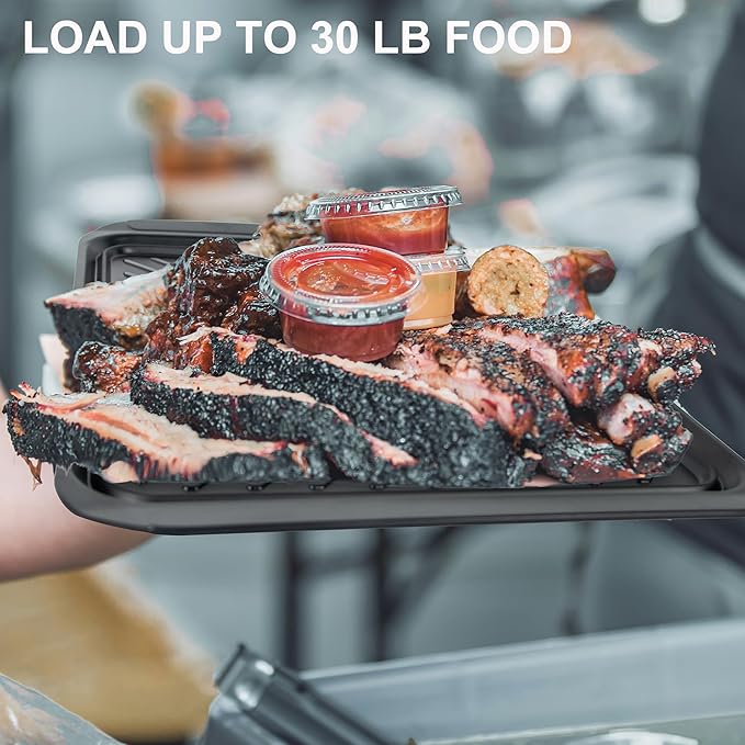 Extra Large Grilling Prep and Serve Trays, 17.3x13 inch BBQ Tray for Raw and Cooked Food, Melamine Serving Trays for Food, Set of 2, Black and White