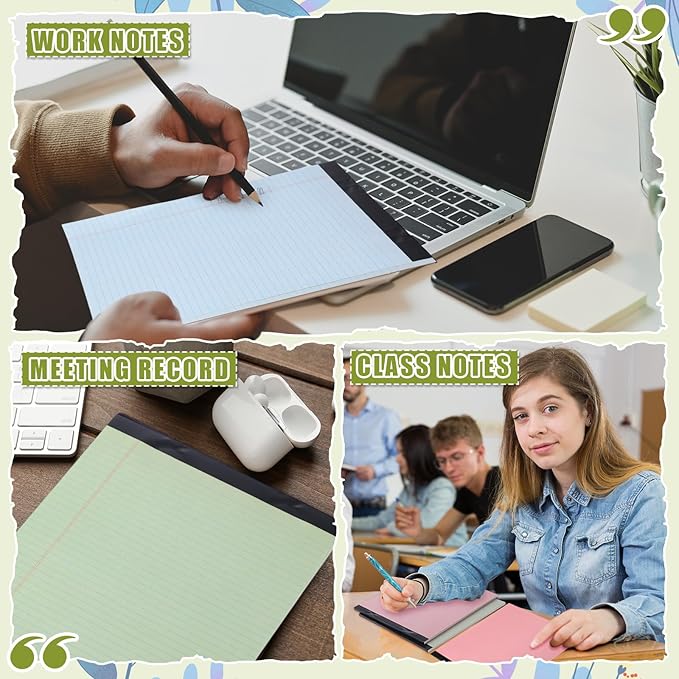 Fuutreo 8 Pcs 8.5'' x 11'' Colored Legal Pad Writing Pads Narrow Ruled 50 Sheets Per Notepad Perforated Writing Notepad Office Supplies for College Office Business (Earthy Color)