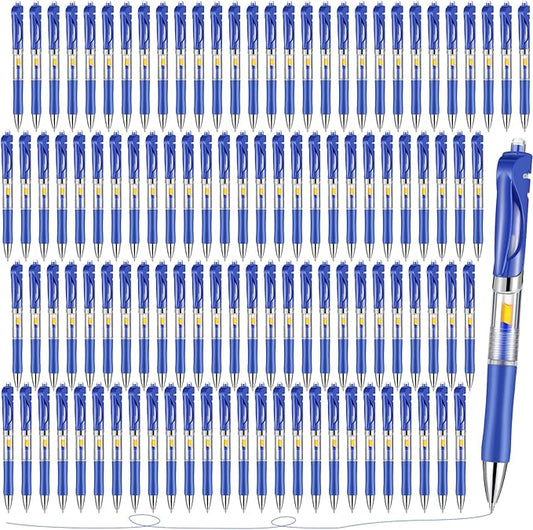 Spakon 200 Pieces Gel Pens Bulk Retractable Ink Ballpoint Pen Bulk Rolling Ball Medium Point 0.5mm Ballpoints with Soft Grip for Journal Writing Office Home(Blue)