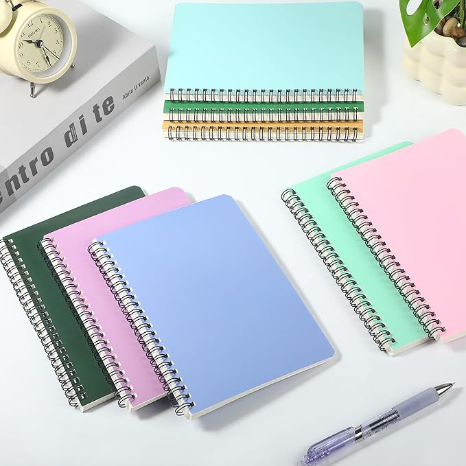 miikoul 48 Pack A5 Spiral Lined Notebooks, 8.3" X 5.5", 60 Sheets/120 Pages Wide Ruled Notebook Spiral Journals Bulk Paper Cover Notepad 12 Colors for Students Taking Class Notes Home Office Gift