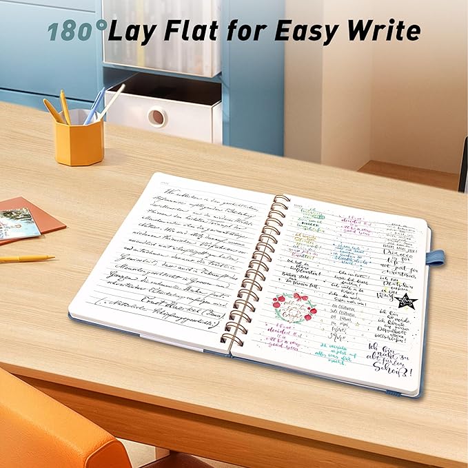 Lined Spiral Journal Notebook for Women & Men, College Ruled Hardcover Notebook for Work & Note Taking, Journals for Writing, 100 GSM, Business, School, 140 Pages, A5(5.8"x8.5") - Green