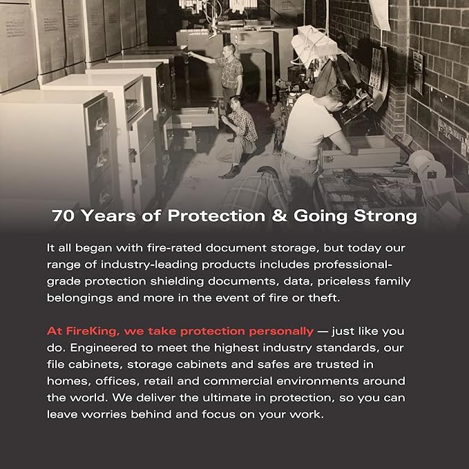 FireKing Vertical 2 Drawer Letter Fire Safe File Cabinet with Key Lock, 1 Hour Fire Rated, UL Rated & Water Resistant Home Safe, Made in The USA, Black