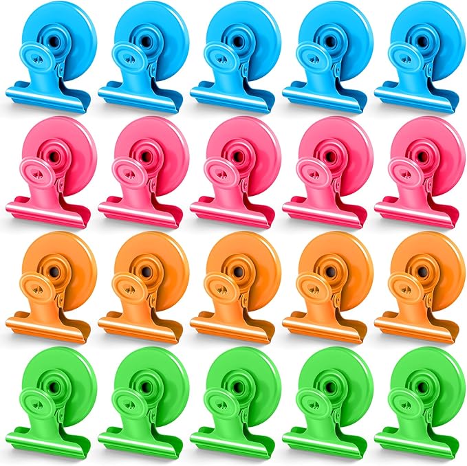 20 Pack Refrigerator Magnetic Clips, Fridge Magnet Whiteboard Manget Heavy Duty, Teacher Classroom Must Haves, Strong Refrigerator Magnet Clips for Whiteboard, Locker Accessories, Fridge