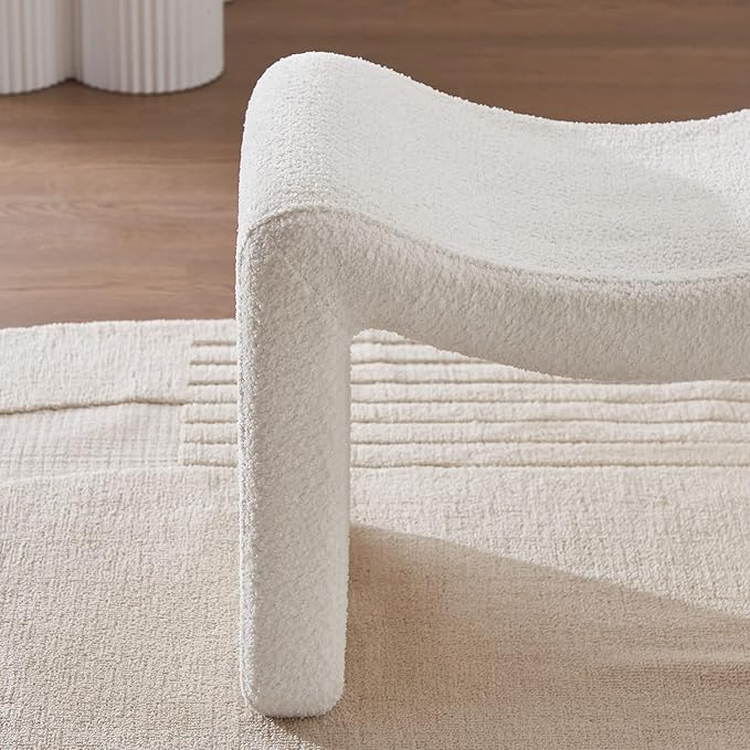 Large Footstool Ottoman, Multi-Functional Modern Foot Stool, Sofa Footrest Extra Seating for Living Room, Entryway, Hallways and Bedrooms, Large, White