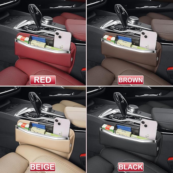 HOLDCY Car Seat Gap Filler Organizer - Leather Console Side Pocket Seat Storage - Stylish and Practical Car Accessories for Cars,SUV,Truck (Beige - 2 Pack)