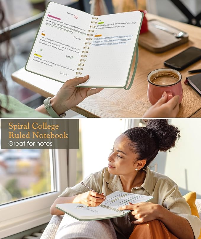 Dotted Spiral Journal Notebook, A5 Hardcover Spiral Journals for Women Men, 100 GSM Dot Grid Paper Notebooks, 150 Pages Spiral Bullet Dotted Notebook for Writing Note Taking 5.75" x 8.38", Sage Green